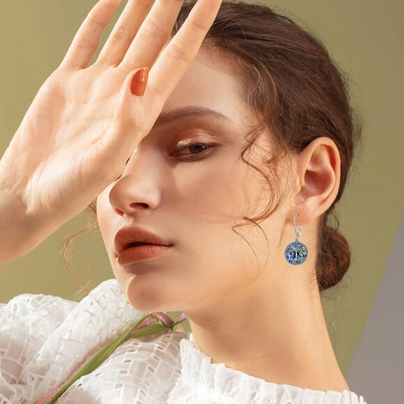 Sterling Silver Tree of Life Dangle Earrings for Women Girls Gift - Picture 3 of 5